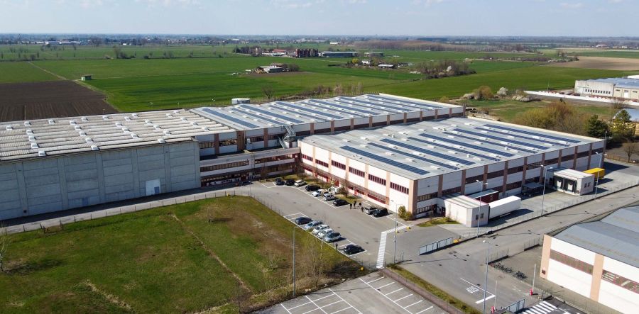vista aerea dell'immobile di San Cipriano Po (PV)